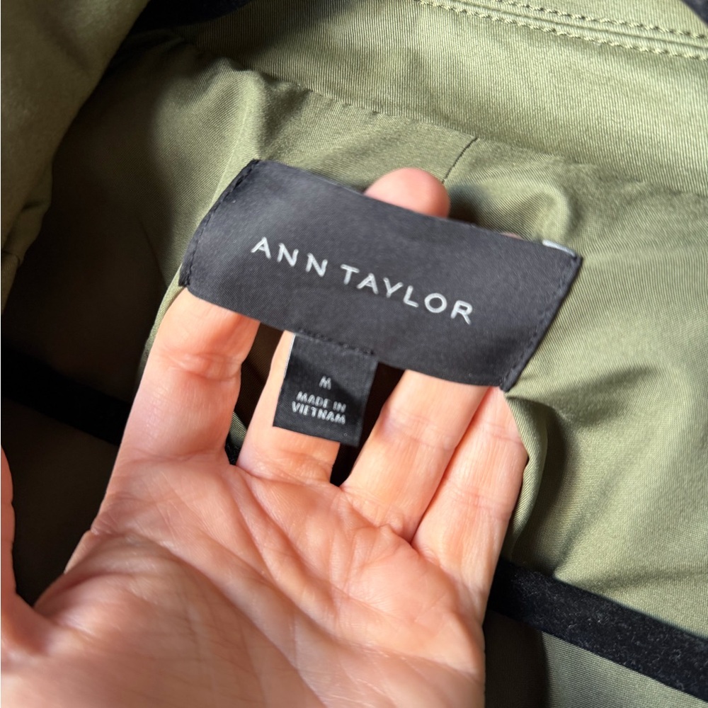 Ann Taylor Olive Trench Coat with Self Tie Belt - Picture 3 of 7